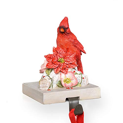 Comfy Hour Winter Holiday Home Collection Resin Cardinal On Gift Stocking Hanger with Metal Hook