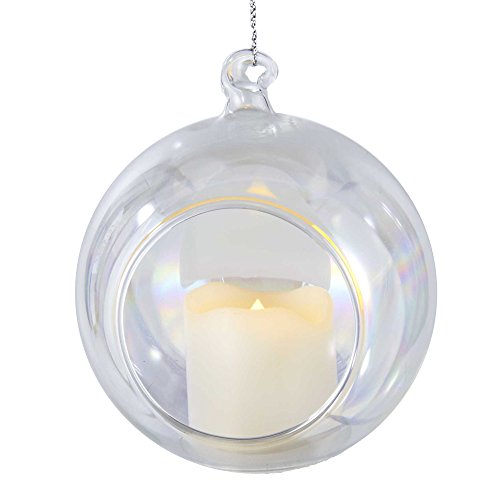 Kurt Adler Battery-Operated Lighted Iridescent Ornament with Votive Candle, 90mm