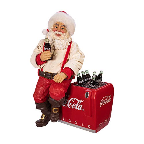 Kurt Adler Kurt S. Adler 10.5-Inch Coca-Cola Santa Sitting on Cooler Table Piece, Multi