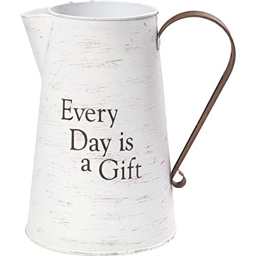 Precious Moments Every Day is A Gift Rustic Farmhouse Distressed Metal Decorative Container & Vase Home Decor 173430