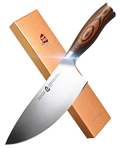 TUO Cutlery Herb Rocking&Salad Knife- Vegetable Cleaver - High Carbon German Stainless Steel Kitchen Knife - Pakkawood Handle Veggie Chopper - Luxurious Gift Box Included - 7 inch - Fiery Phoenix Series