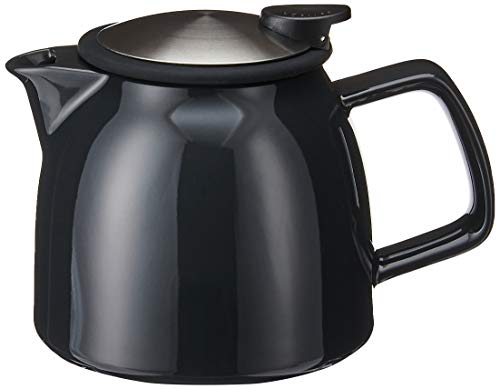 FORLIFE Bell Ceramic Teapot with Basket Infuser, 26-Ounce/770ml, Black Graphite