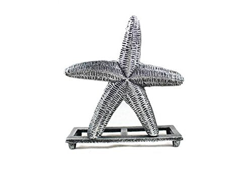 Hampton Iron Handcrafted Nautical Decor Antique Silver Cast Iron Starfish Napkin Holder 6" - Decorative Starfish - Beac