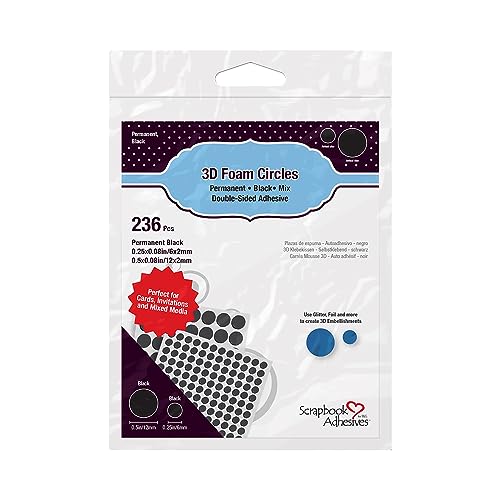 Scrapbook Adhesives by 3L 3D Foam Circles Mixed Variety, Pack of 236, Black