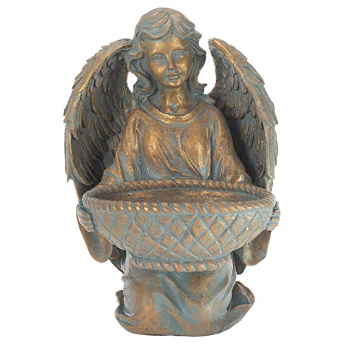 Roman 13.75"H Bronze Angel W Flower Pot