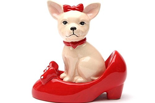 Pacific Trading Giftware Chihuahua in High Heel Shoe Pumps Ceramic Magnetic Salt Pepper Shaker