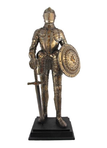 Pacific Trading PTC 12.75 Inch Medieval Knight with Shield and Sword Statue Figurine