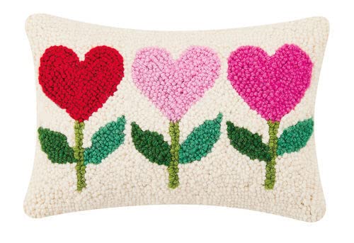 Peking Handicraft - Heart Flowers Hook Pillow 8x12 - 30RN96C12OB