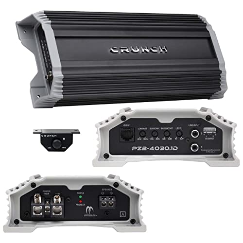 Maxxsonics Crunch PZ2-4030.1D POWERZONE 4000 Watt Mono Amplifier, Car Audio Amplifier, 1 Ohm Stable, Bass Remote Included