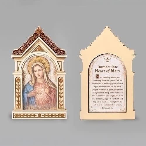 Joseph's Studio by Roman Inc., Renaissance Collection, 6.25" H Immaculate Heart Table , Religious Dcor, Religious Inspiration, Religious Holidays, Catholic Sacraments, Catholic Gifts, (6x1x3)