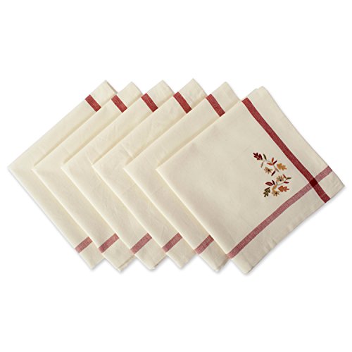 DII Design Thankful Autumn Collection Fall Tabletop Decoration, Square Napkin Set, 20x20, Falling Leaves, 6 Piece