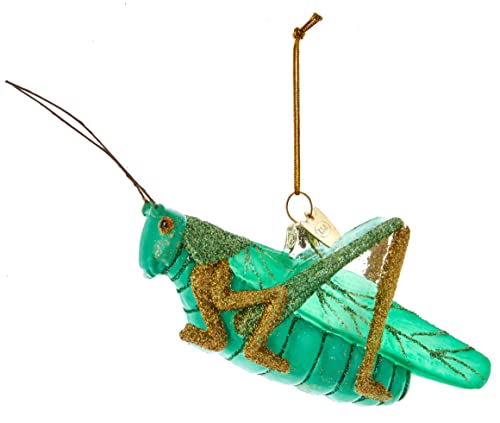 Kurt Adler Adler Noble Gems Glass Lucky Cricket Ornament, 4.25-Inches, Green