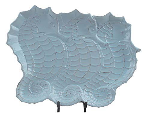 Blue Sky Clayworks Clayworkss Blue 3 Seahorses Platter, Multi