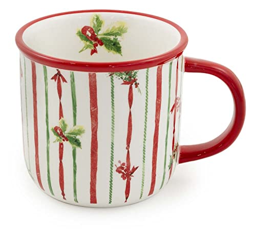 Boston International Holiday Ceramic Coffee/Tea Mug, 12-Ounces, Peace Tree Allover