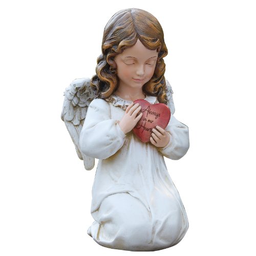 Roman 66565 Memorial Angel with Heart Garden Statue, 11.75-Inch