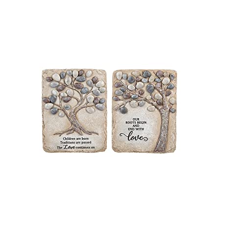 Ganz Tree of Life Pebble Wall Plaques, Polyresin, 7.63 Inches Width, 1 Inch Depth, 10 Inches Height, Pack of 2, Brown and Gray