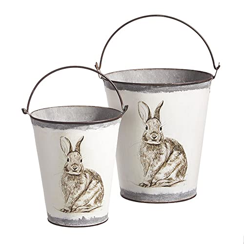RAZ Imports Bunny Handled Buckets, 8.75 inches, Set of 2