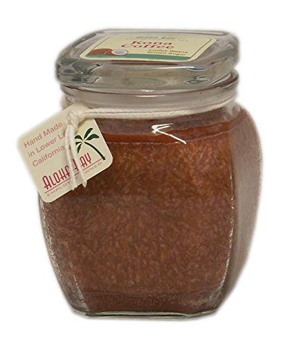 Aloha Bay Coconut Wax Square Top Jars - 60 hour burn time (13.5 oz, Kona Coffee - Brown - Coffee Beans, Brown Sugar)