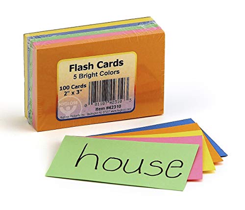 Hygloss Products Bright Blank Flash Cards - Great Study Tool - Multitude of Uses - 20 Each of 5 Assorted Colors - 2‚Äö√Ñ√π x 3‚Äö√Ñ√π - 100 Cards