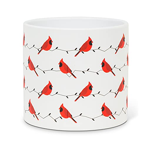 Abbott Collection  27-PL-ABX-20-LG Large Allover Cardinal Planter, White/Red