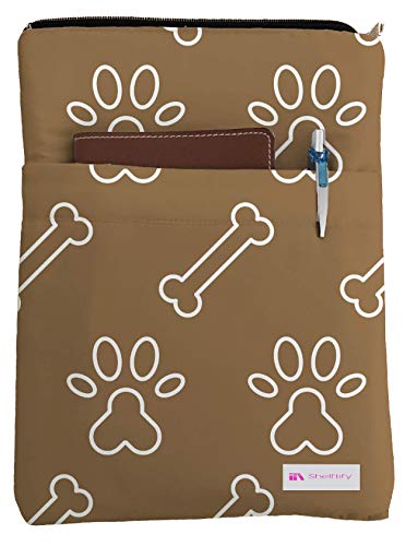 Shelftify Brown Paws and Bones Book Sleeve - Book Cover for Hardcover and Paperback - Book Lover Gift - Notebooks and Pens Not Included