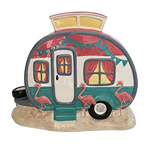 Blue Sky Clayworks Clayworkss Flamingo Camp Cookie Jar, Multi