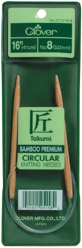 Clover Takumi Bamboo Circular 16-Inch Knitting Needles, Size 6 (3016/16-06)