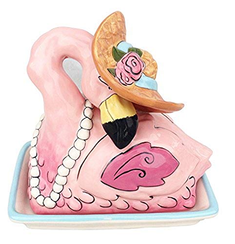 Blue Sky Clayworks Clayworks Flamingo Butter Dish, Multicolor