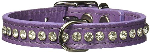 OmniPet Signature Leather Crystal and Leather Dog Collar, 12", Lavender