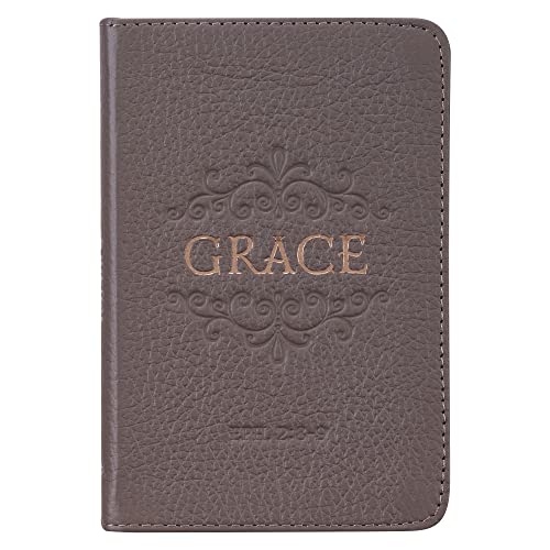 Christian Art Gifts Brown Full Grain Leather Journal Grace ‚Äì Ephesians 2:8-9 Bible Verse Pocket Size Inspirational Notebook w/Ribbon Marker 192 Lined Pages