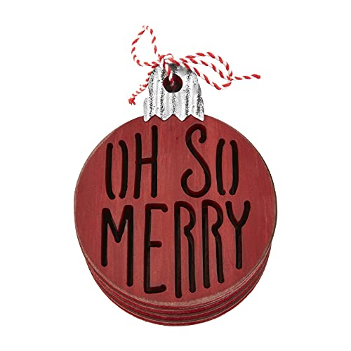 Mud Pie Christmas Ornament Coaster Set, Red, Oh So Merry, 4" Dia