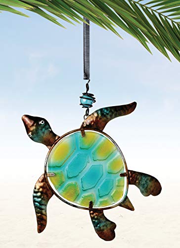 Sunset Vista Designs Metal and Glass Sea Turtle Bouncy Hanging Decoration