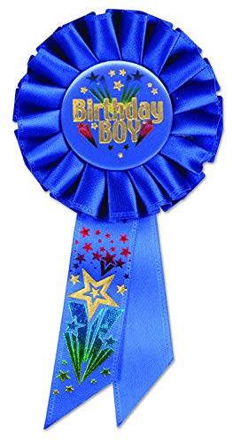 Beistle Birthday Boy Rosette, 3-1/4-Inch by 6-1/2-Inch