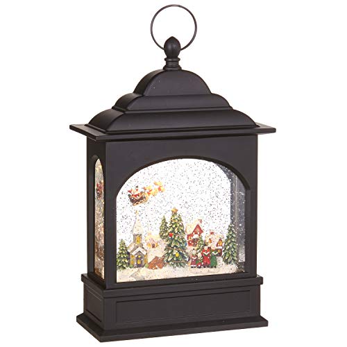 RAZ Imports 11" Flying Santa Water Lantern Lighted Christmas Snow Globe with Swirling Glitter