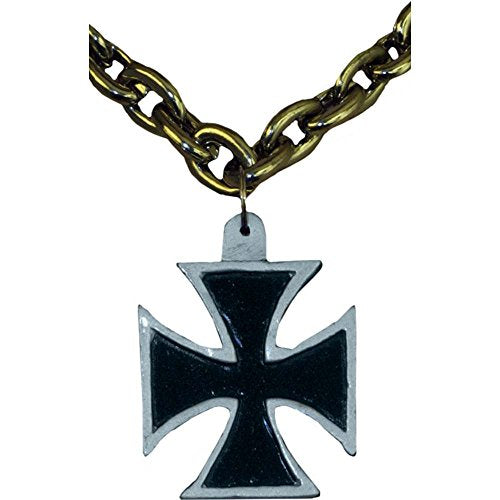 Beistle Black/Silver Chain Beads w/Iron Cross Medallion Party Accessory (1 count) (1/Card)