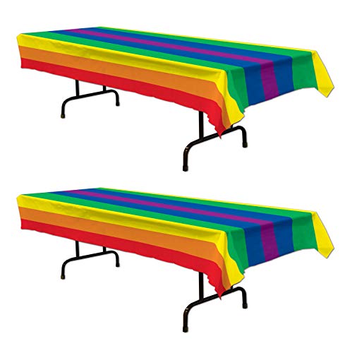 Beistle Plastic Rainbow Rectangular Tablecovers 2 Piece Party Supplies Tableware Pride Decorations