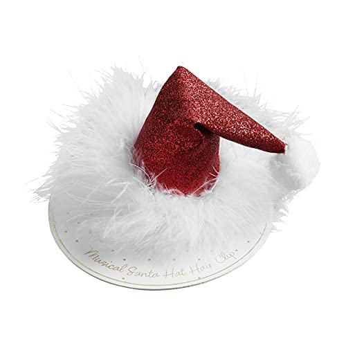 Mud Pie Musical Glitter Santa Hat Clip, 3-inch