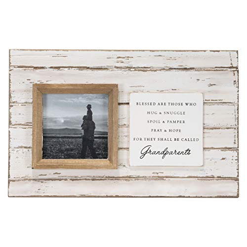 Foreside Home & Garden White Antique 4 x 4 Inch Grandparents Wood Decorative Picture Frame