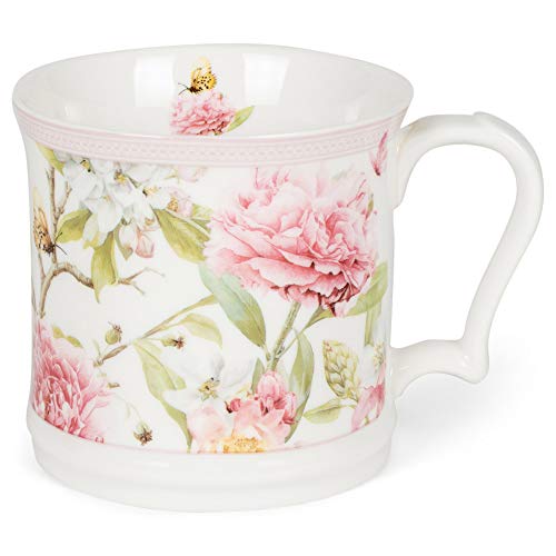 Delton Products 8153-6 Porcelain Large Milk Mug, Pink Peony, 4.2 inch