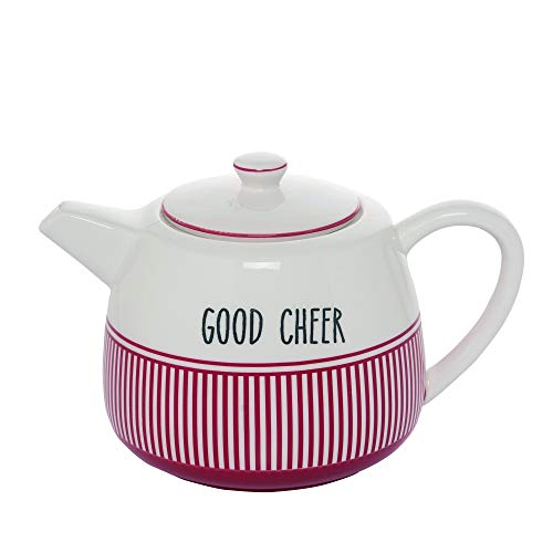 Transpac Y6197 Dolomite Snow Stripes Teapot, 7-inch Length