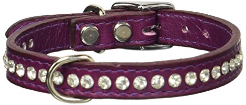 OmniPet Signature Leather Crystal and Leather Dog Collar, 14", Grape