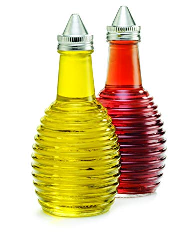 Beehive Design Oil & Vinegar Glass Cruets - 6 oz each - Dishwasher Safe by Tablecraft
