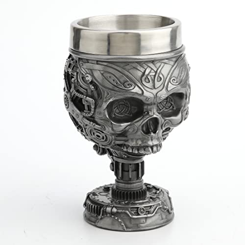 Unicorn Studio Veronese Design 250ml Steampunk Skull Celtic Trinity Goblet Mug Resin Sculpture Pewter Finish