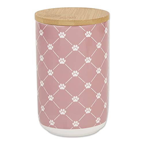 Bone Dry Ceramic Pet Collection Trellis, Treat Canister, Treat Canister, 4x6.5, Rose