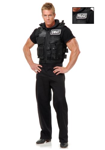 Charades costumes Swat Team Vest Adult Sized Costume, Black, One Size US