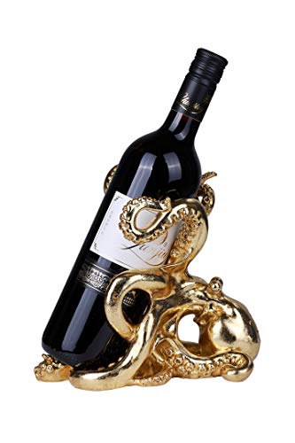 Pacific Trading Giftware Golden Octopus Resin Figurine Wine Holder