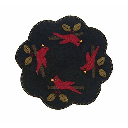 Home Collection by Raghu CMAR0069 Black Cardinal Christmas Candle Mat, 15"D