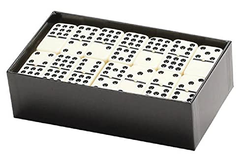 CHH 2312S Double 9 Jumbo Ivory Domino with Spinner in Black Box, 8.25-inch Length