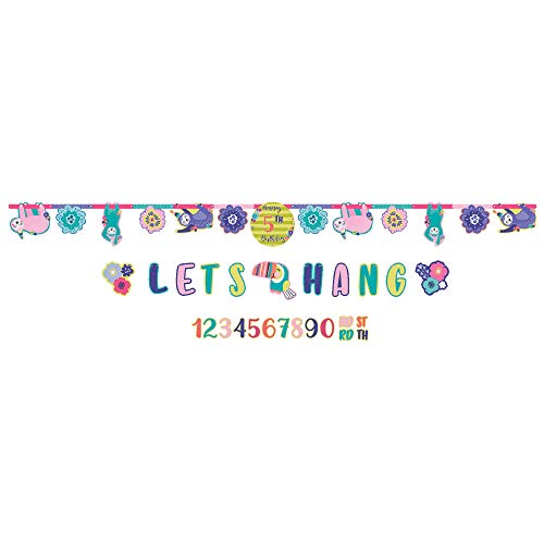 amscan Sloth, Birthday Add-An-Age Letter Party Banner Kit, 26 Pc, Multicolor (122474)