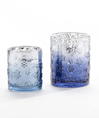 Giftcraft 682036 Christmas Snowflake Candle Holders, Set of 2, Glass